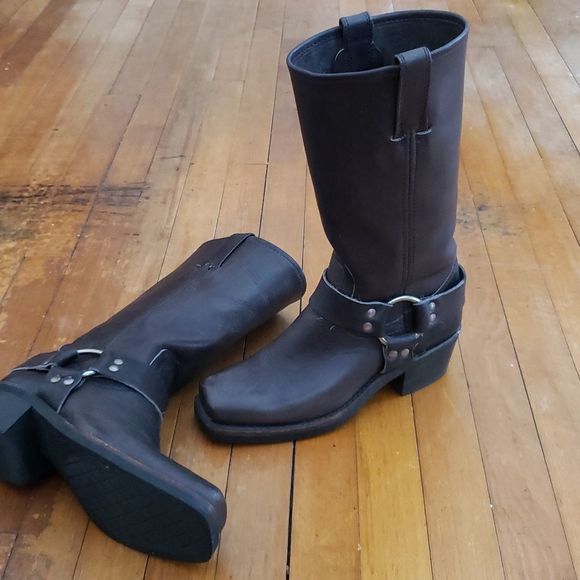 Frye Shoes - NEW FRYE HARNESS 77298 SMK 12R Leather Moto Boots Smoke Gray Size 5.5